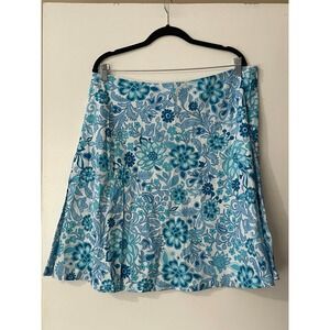 GAP Women's Skirt Sz 16 Vintage Boho Blue White Floral Print A Line Cotton Lined
